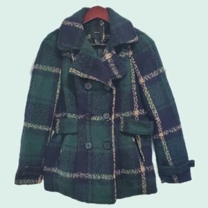 F21 Plaid Pea Jacket